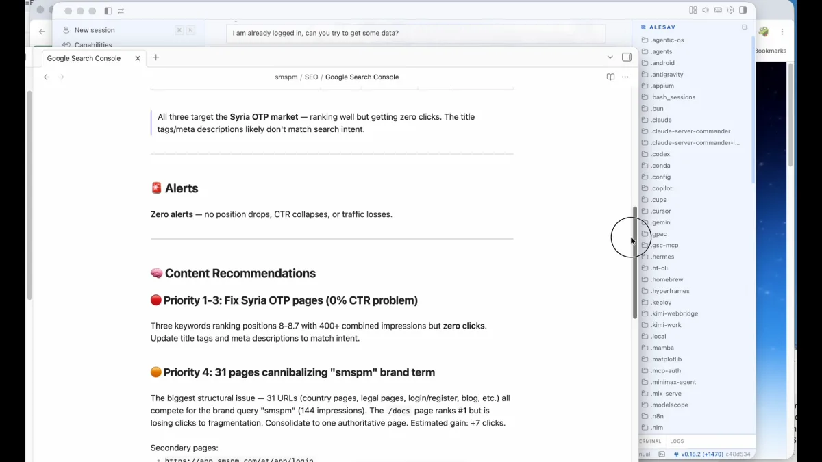 The saved Search Console audit report inside Obsidian, ready to hand off